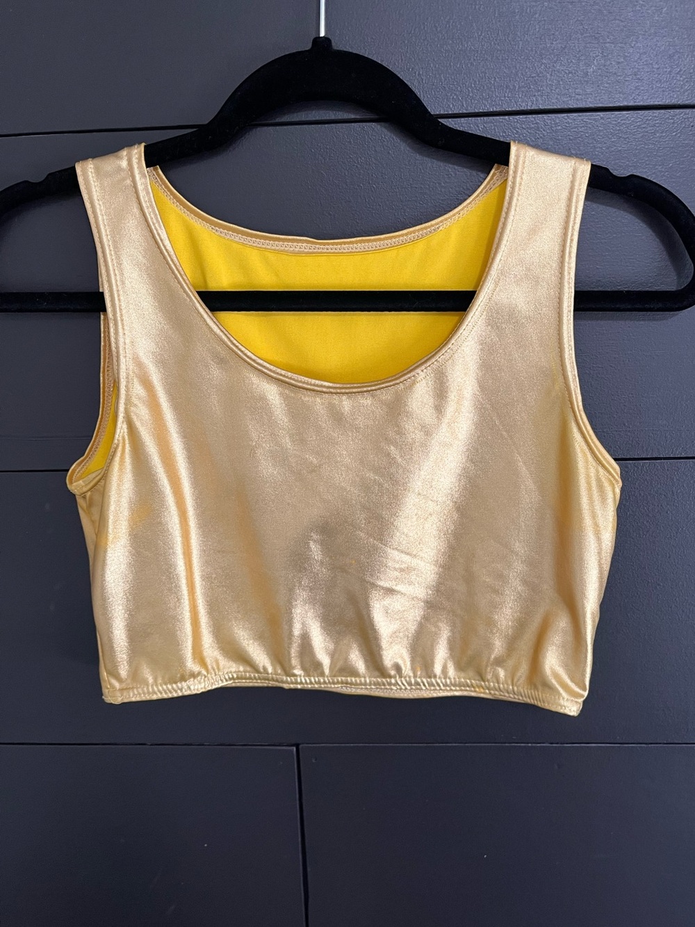 GOLD OUT Metallic Crop Tank Top Casual Costume Gameday Adult Sz M EUC